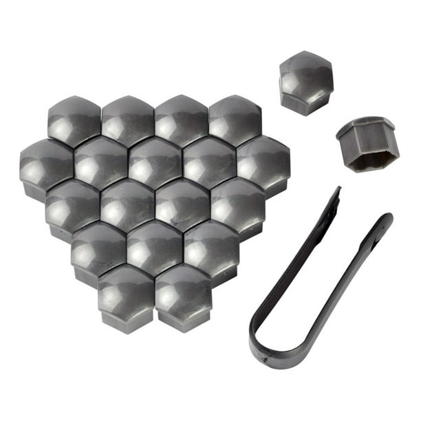 Capas de tuerca de rueda de automóvil Universal Auto Hub Tornillo Tornillo Reemplazo Reunión a prueba de polvo Nueces Tornillos Protector con clip Gris 21mm 20 Piezas sidaley VI014416-06