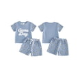 thumbnail image 2 of BemeyourBBs Toddler Baby Boy Game Day Football Outfit Infant Baby Boys Summer Clothes 6 12 18 24 Months 2 3 4 Years Short Sleeve Soccer Letters Print T Shirt Tops with Pockets Shorts 2Pcs Set, 2 of 9