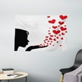 thumbnail image 1 of Kiss Tapestry, Pretty Girl Black Silhouette Blowing Red Hearts Romance Love Valentines Day Theme, Wall Hanging for Bedroom Living Room Dorm Decor, 60W X 40L Inches, Black White Red, by Ambesonne, 1 of 2