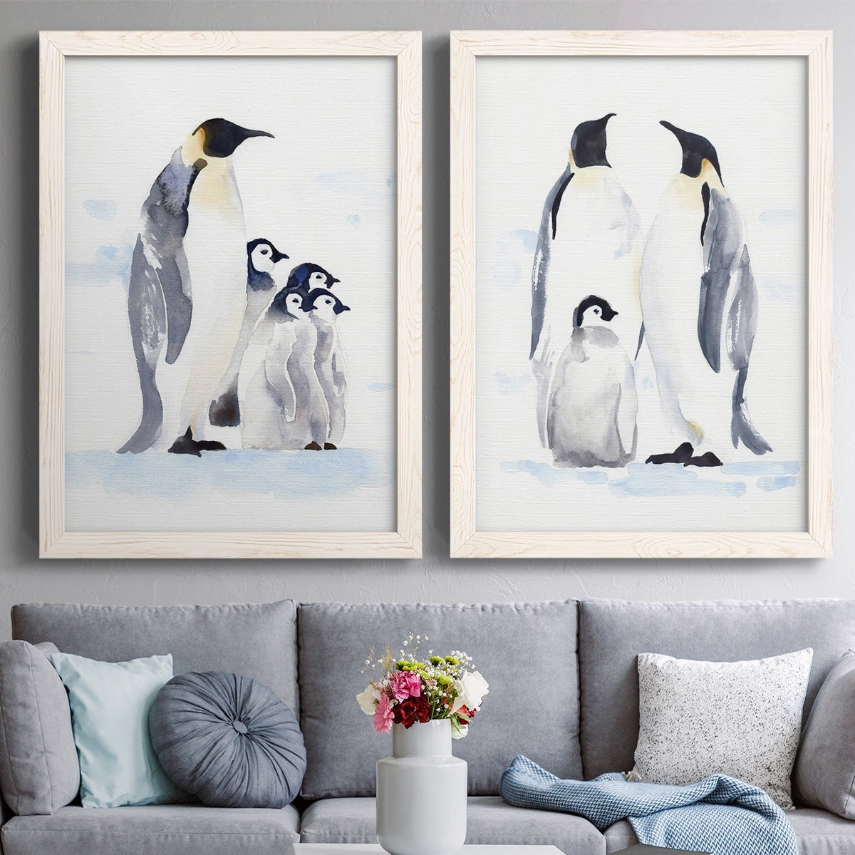 Emperor Penguins I - Premium Framed Canvas 2 Piece Set - Ready to Hang