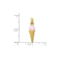 thumbnail image 3 of 14K Yellow Gold Pink Quartz Ice Cream Cone Charm Pendant Necklace with Chain, 3 of 4
