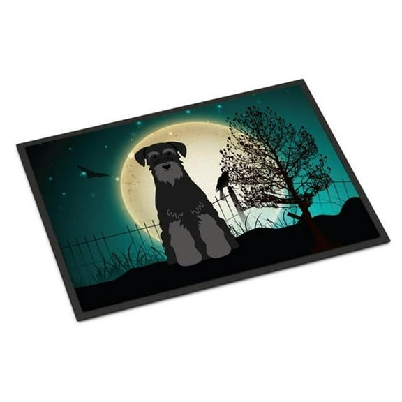 Halloween Scary Standard Schnauzer Black Indoor or Outdoor Mat, 24 x 0.25 x 36 in.