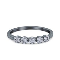 Rose Tone, Simulated Cubic Zirconia Size-5 Five Flower Ring Wedding Engagement Band 925 Sterling Silver