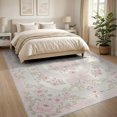 thumbnail image 3 of ODIKA 8'x10' Washable Area Rug Bathroom Delicate Border Scroll Ribbon Detail Rectangular Oushak for King Size Bedroom Under Bed, Master Suite, Non-Shedding, Easy Care, 3 of 7