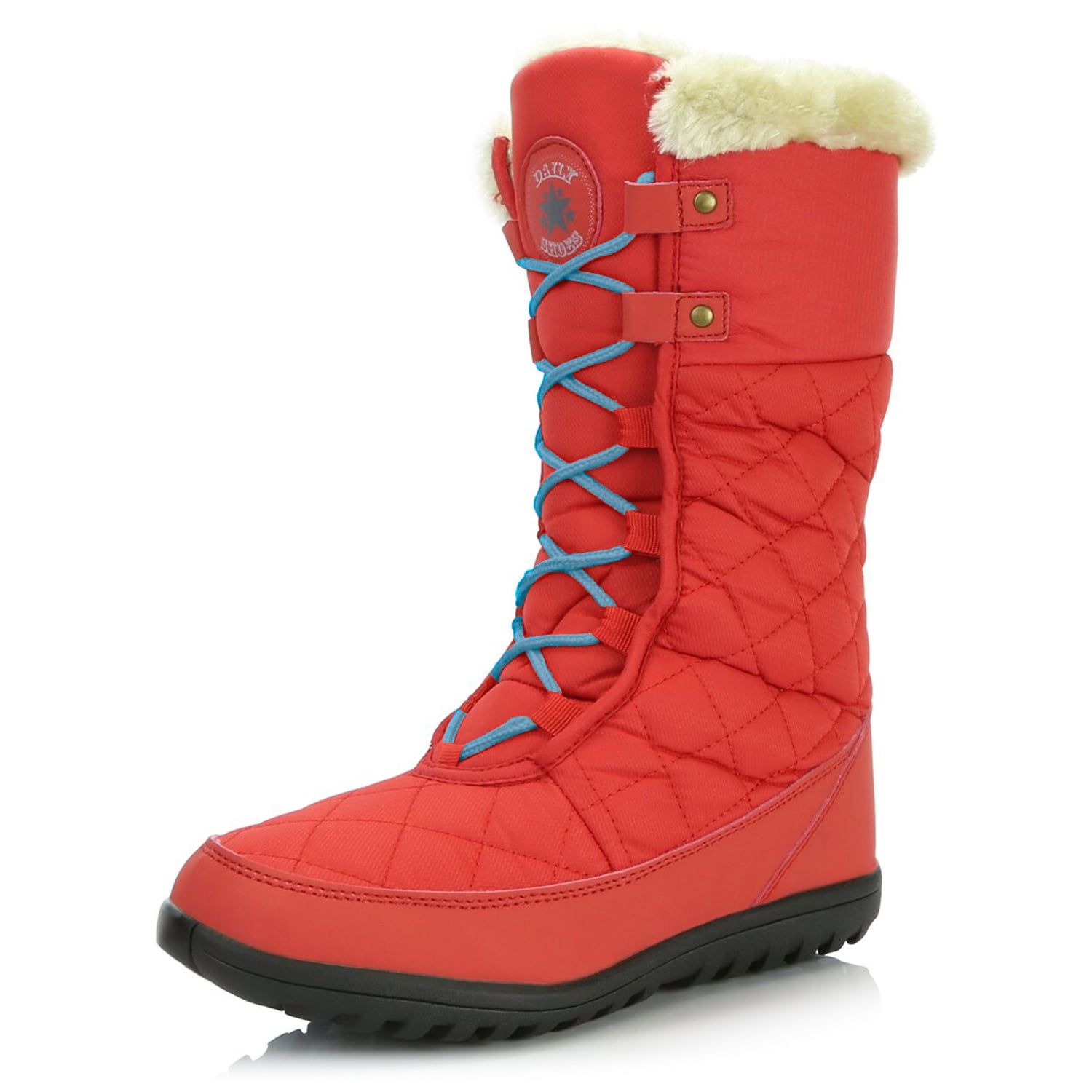 Winter Snow Boots for Women Round Toe Thicken Faux Fur Lined Flat Boots Warm Plush Cross Strap Mid Calf Boot