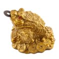 thumbnail image 1 of Chinese Feng Shui Wealth Lucky MoneyCoin Toad Decoration Gift, Resin and Painted Gold Color Prosperity and  Luck Charm, 1 of 8