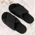 thumbnail image 2 of Deago House Slippers for Women Corduroy Crossbands Indoor Slippers Open Toe Slip On Slides Bedroom Shoes with Anti-Skid Sole (Black), 2 of 8