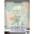 thumbnail image 2 of Coastal Turquoise Sheer Curtains 72 Inch Length 2 Panels Set, Ocean Coral Starfish Shell Modern Sea Voile Window Treatment Rod Pocket Curtains Sheers Drapes for Bedroom/Living Room/Kitchen 52"x72"x2, 2 of 7