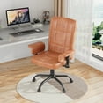 thumbnail image 2 of VECELO Office Chair, PU Leather Desk Chair with High Back and Padded Armrests, Height Adjustable Computer Task Chairs with Wheels, Brown, 2 of 6