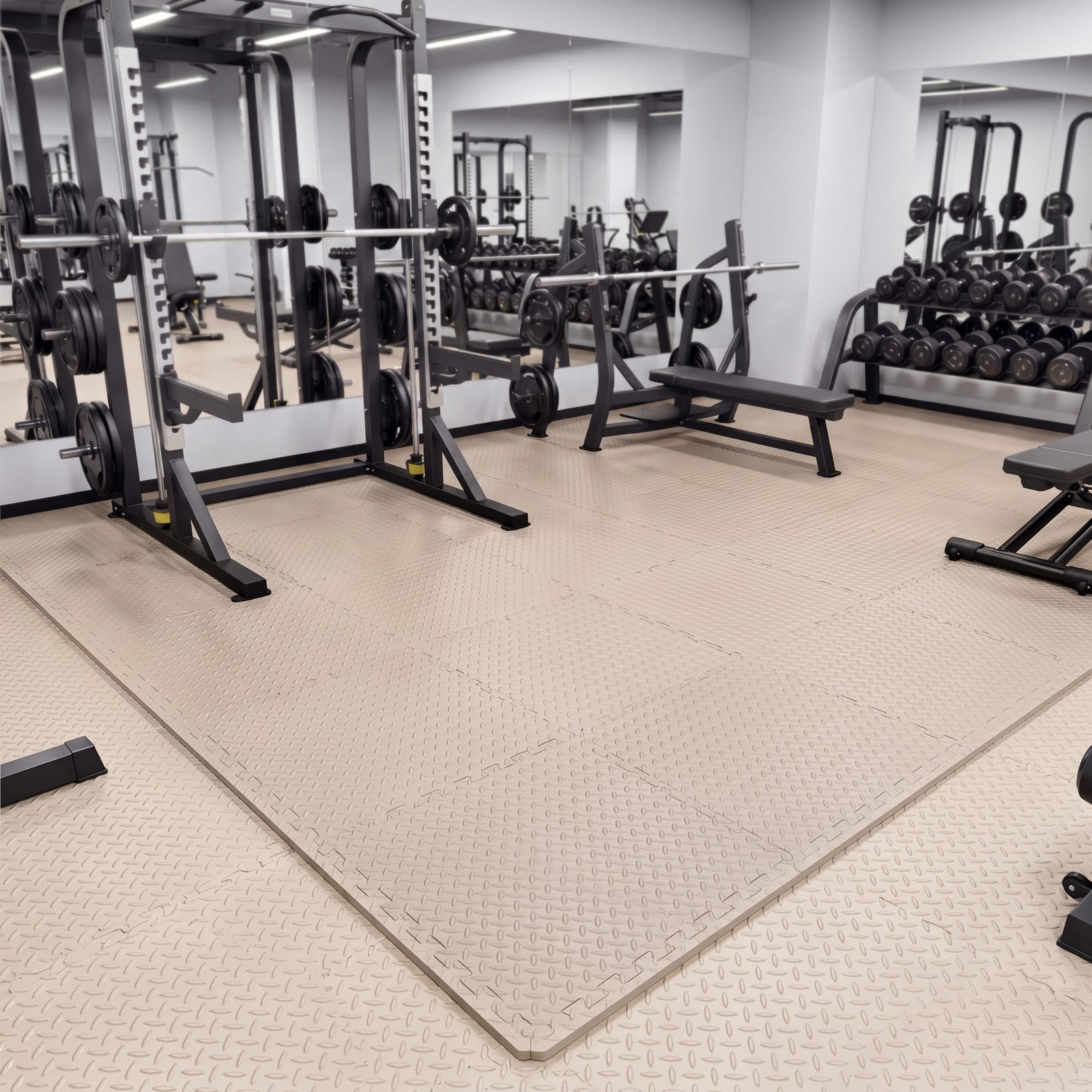 Airfind 24 Tiles Puzzle Exercise Floor Mat with Interlocking EVA Foam and Non-Slip Texture for Home Gym Equipment Protection, Beige