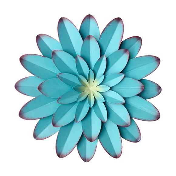 Decoración de pared de metal AHYS con flores de metal, color azul, 30 cm