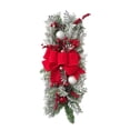 thumbnail image 2 of Corona de lágrima para puerta de entrada, adorno floral artificial, decoración de otoño con lazo para bodas, Navidad y primavera Flocado rojo, 2 of 9