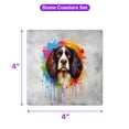 thumbnail image 5 of Watercolor Drip English Springer Spaniel Pop Art Colorful Portrait Artwork Set of 4 Stone Coasters Springers Dog Lover Gifts 4x4in Absorbent Soapstone Coaster - 01009, 5 of 5