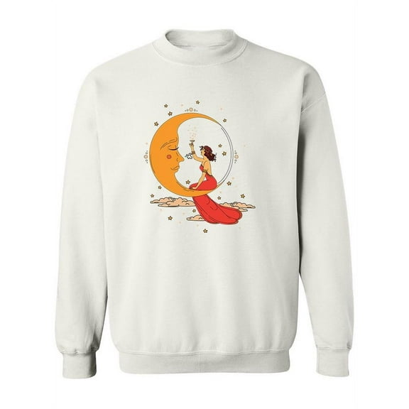 Party Woman And The Moon . Sweatshirt Women -Image by Shutterstock, Female Large
