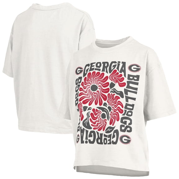 Women's Pressbox White Georgia Bulldogs Elena Oversized Slub T-Shirt
