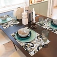thumbnail image 6 of Placemats Set Of 4 / 6, Cartoon Black Cute Snake Leaves Placemats For Dining Table Indoor/Outdoors Heat Resistant Washable Placemats 18" X 12", 6 of 8