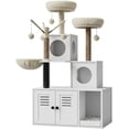 thumbnail image 1 of Multi-Level Cat Tree Tower with Hidden Litter Box Enclosure – Wooden Cat Condo, Sisal Scratching Posts, Soft Perch, Catnip Toy Furniture, Odor Control – for Cats, White, as Show, 1 of 1