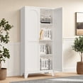 thumbnail image 5 of avobird 61'' 2 Shapely Doors Cabinet, Metal Storage Cabinet with Doors and Adjustable Shelves, for Bedroom, Living Room, Kitchen, White, 5 of 6