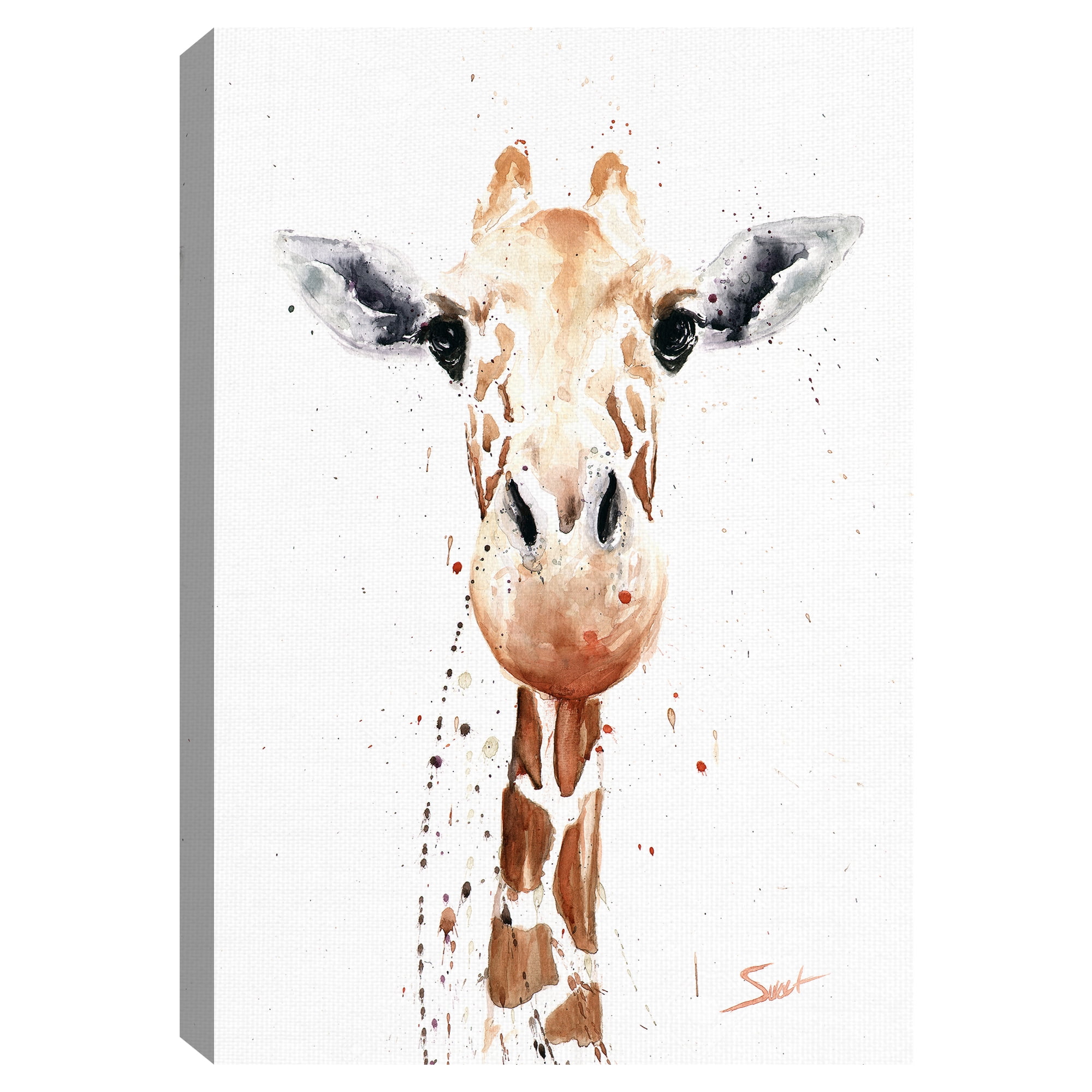 Masterpiece Art Gallery Giraffe Watercolor by Eric Sweet Canvas Art Print 24" x 36"
