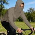 thumbnail image 5 of Mrmaere Men's UPF 50+ Sun Protection Hooded T-Shirt with Face Mask Pullover Long Sleeve Outdoor Top Khaki L, 5 of 7