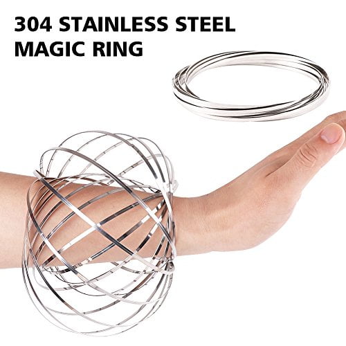 Magic Arm Ring Toy Flow Rings Kinetic Spring Bracelet Silver Color 