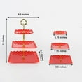 thumbnail image 2 of BalsaCircle Red 3 Tiers Plastic 13" Cupcake Holder Square Dessert Stand, 2 of 8