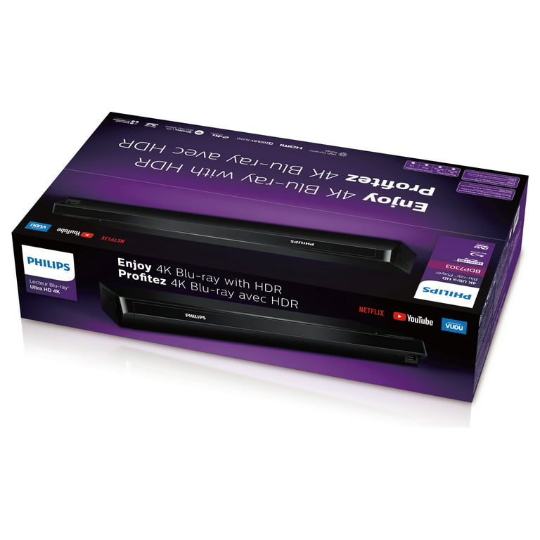 Philips Reproductor de Blu-ray 4K Ultra HD con reproducción WiFi  incorporada, Netflix,  y VUDU