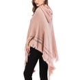thumbnail image 5 of SHCKE Women's Tassels Poncho Capes Loose Hooded Poncho Sweaters Knitted Shawl Wrap Solid Pullover with Tassels Hem, 5 of 6