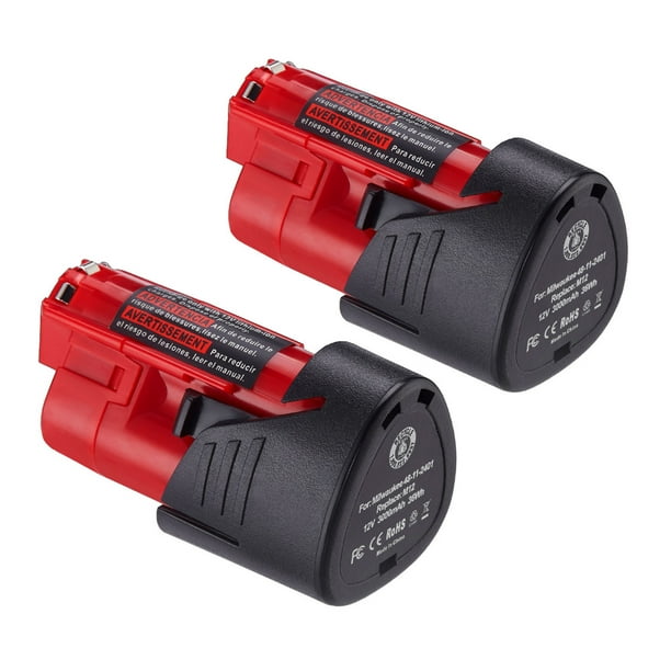 2Pack 3000mAh 12V Lithiumion Battery for Milwaukee 48112401 M12