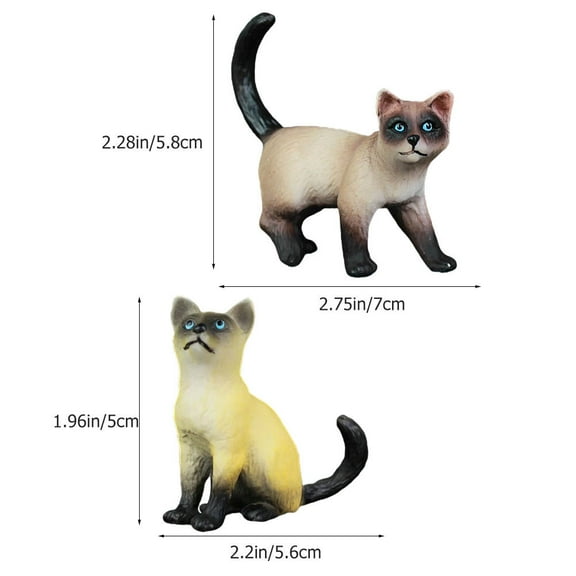 HEMOTON 2-Pack Cat Toys and Statues, Animal Figurines, Plastic Cat Decorations, Kitten Models for Home and Office
