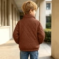 thumbnail image 6 of Spazoro Boys Quilted Jacket with Pockets, Elastic Cuffs Zip Up Stand Collar Loose Fit Sherpa Lined Warm Winter Outerwear for Boys Brown Size 12-13, 6 of 9