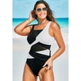 thumbnail image 3 of Swimsuits for All Women's Mesh Colorblock Wrap One Piece Swimsuit, 3 of 6