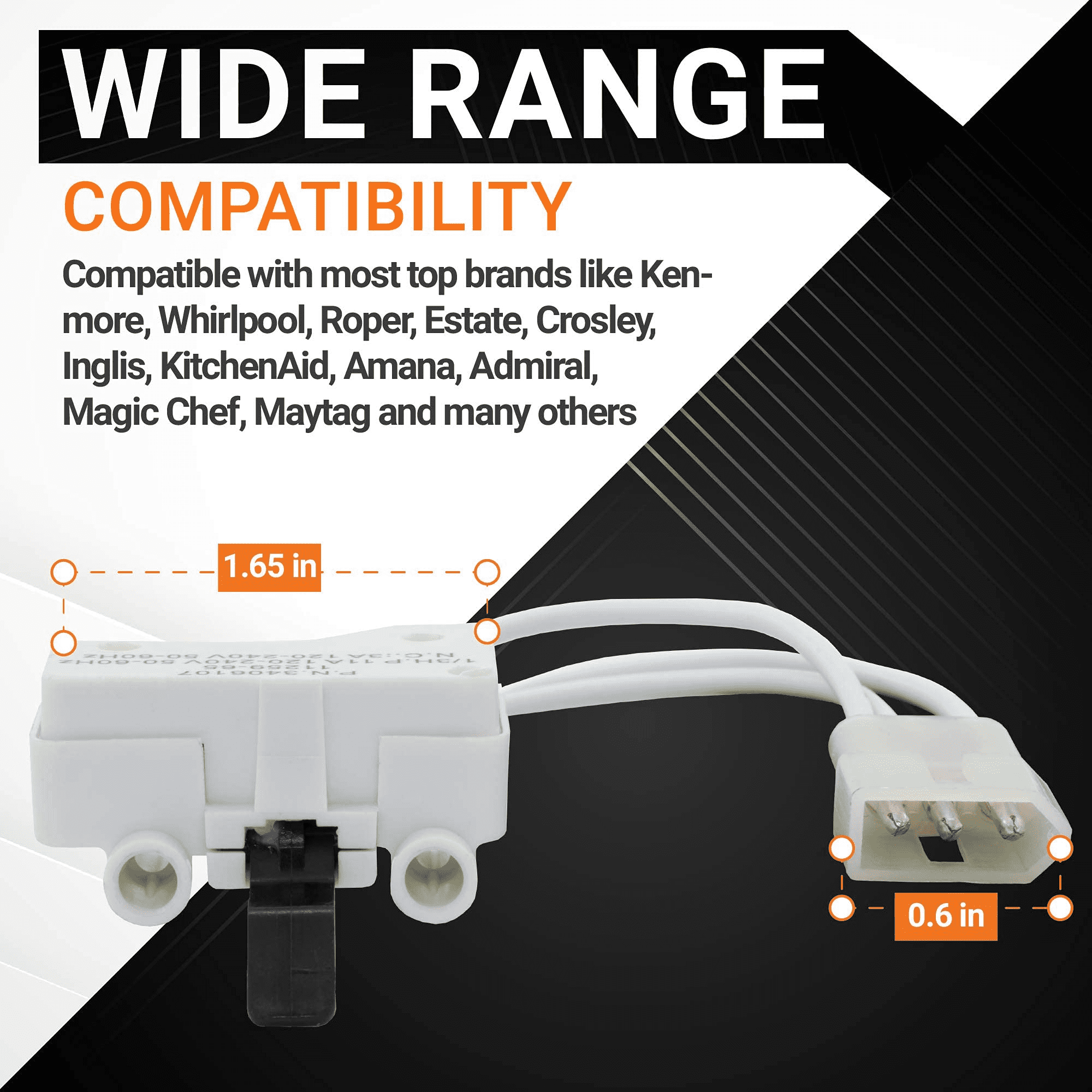 3406109 Dryer Door Switch Replacement - Fits Whirlpool, Kenmore, Sears, Maytag, Roper, Estate