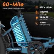 MOONCOOL All-Terrain Folding Electric Tricycle for Adults, 1100w Motor 48V 14.5Ah Battery,7-Speed 20 x 4.0 Fat Tire 3 Wheel Electric Bike , 25-60 miles