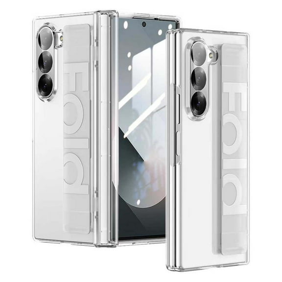 Compatible with Samsung Galaxy Z Fold 7 Phone Case,With Hinge Protection,Contractile Wrist Band,Ultra Slim 2-in-1 Shockproof Anti-Scratch Protective Thin Fit Lightweight Phone Case,Clear