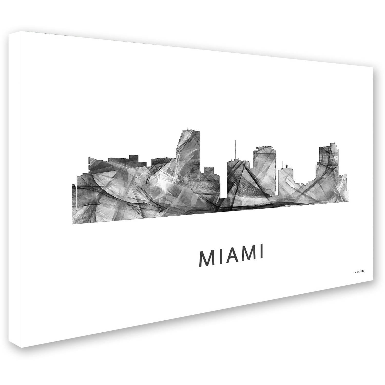 Trademark Fine Art 'Miami Florida Skyline WB-BW' Canvas Art by Marlene Watson