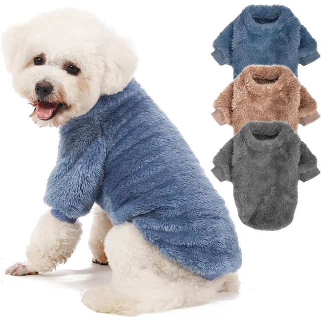 Kyaringtso Suéter para perro, paquete de 3 suéteres para perros pequeños, ropa para perros pequeños y niñas, suéter ultra suave y cálido para cachorros, abrigo para perros para invierno Navidad (peque