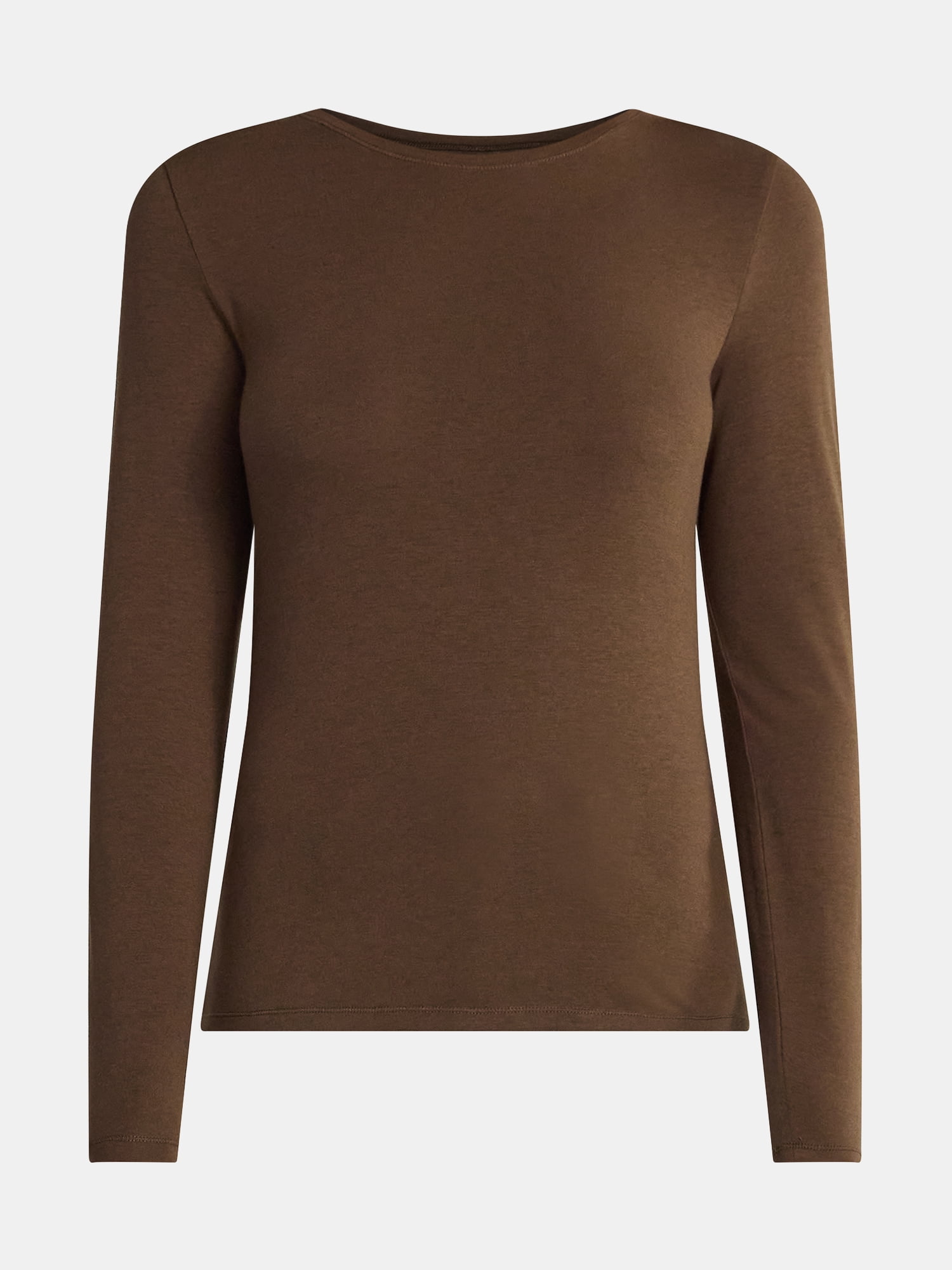 No Boundaries Crewneck Tee with Long Sleeves, Women's & Women's XXS-4X