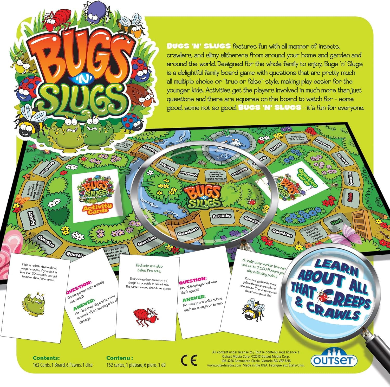 Bugs 'N' Slugs Board Game - Easy to Play Game All About Insects! - for 2 to 6 Players Ages 6 and up