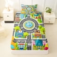 thumbnail image 3 of Manfei Boys City Map Twin Sheets,Cartoon Buildings Bedding,Gray,3-Piece,1 Fitted Sheet and 1 Pillowcase, 3 of 6