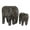 Brown Abstract Elephant Animals S/2 9", 13"W, variant on 9", 13"W Brown Ceramic Elephant Sculpture, by DecMode (2 Count)