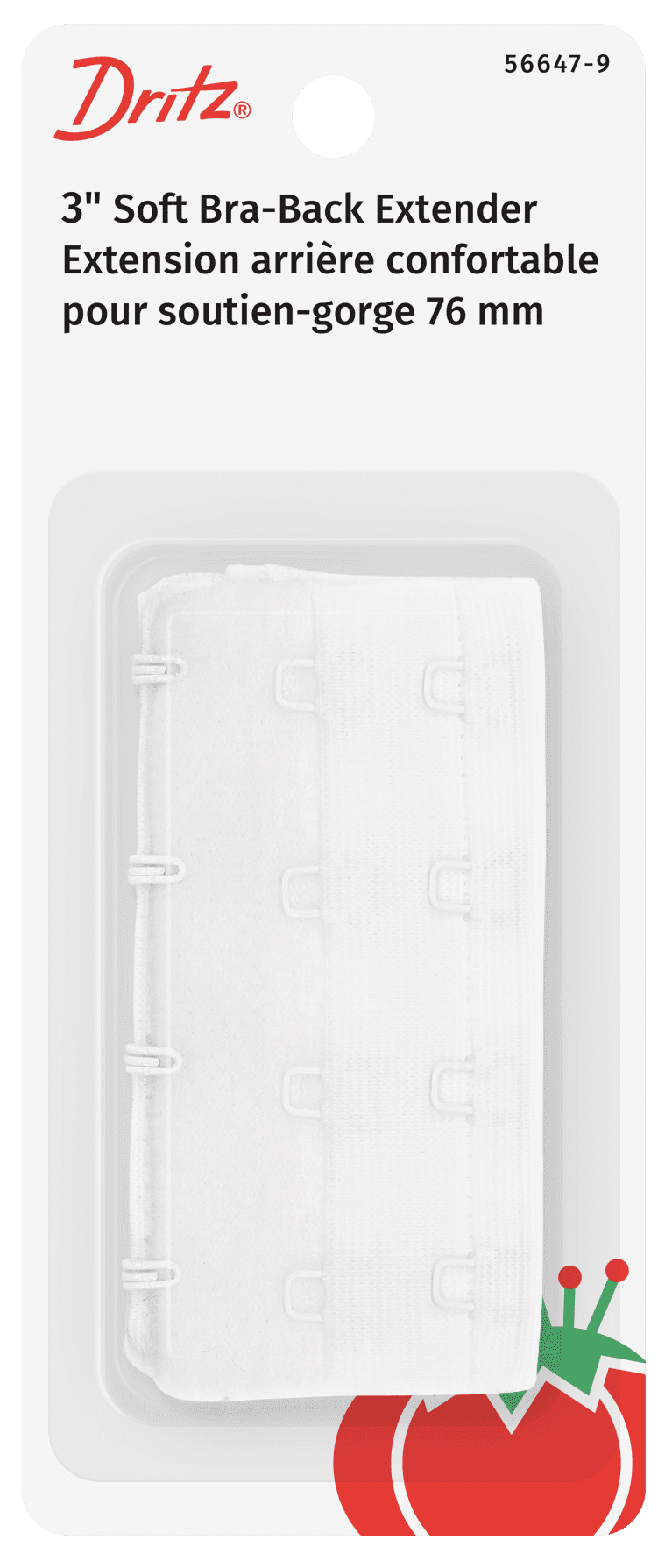 (2 pack) Dritz Soft Bra-Back Extender 3"-White 4 Hooks