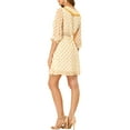 thumbnail image 4 of INSPIRE CHIC Women's Stars Dots Print Turn Down Collar Ruffled 3/4 Sleeve Dress L White Yellow Heart, 4 of 8