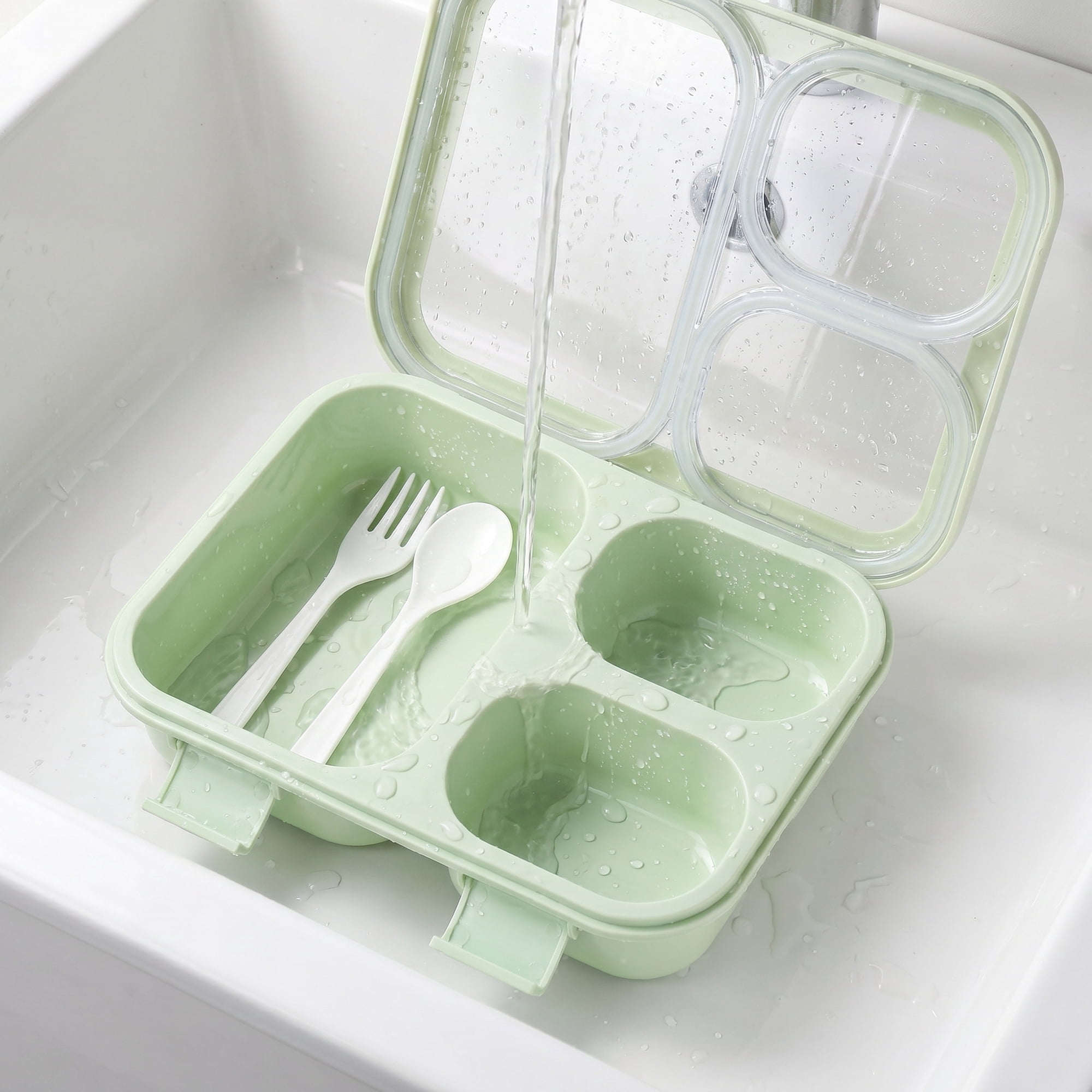 Unique Bargains Clear Lid Leak Resistant Meal Lunch Bento Box for Work Green-1