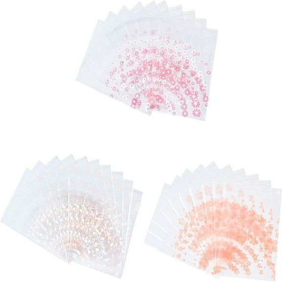 1set Rectangle OPP Cellophane Bags Heart & Floral & Flower Pattern Mixed color 9.9~10x6.9cm about 95~100pcs/bag 3bags/set