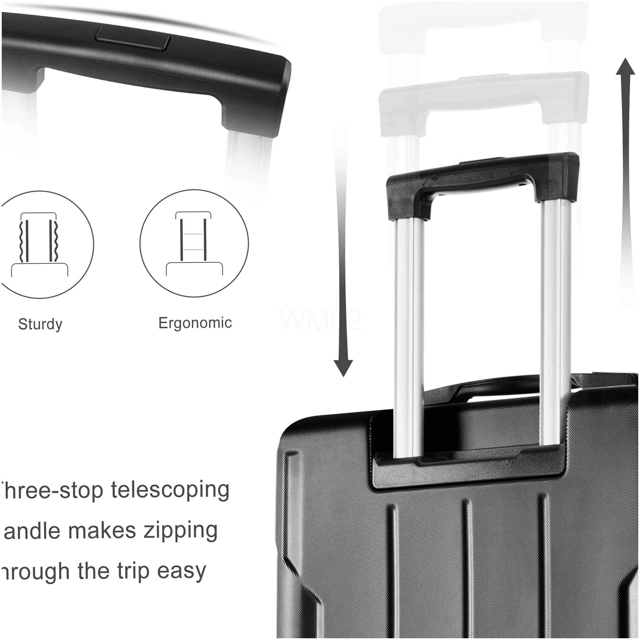 Black 28" Hardshell Luggage Suitcase: Lightweight ABS, Expandable, TSA Lock, Double Wheels. Ideal for Travel. Durable, Spacious Checked Bag.