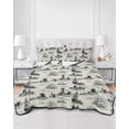 thumbnail image 2 of Quilts Queen Size Bedding Set, Nautical Lighthouse Lightweight Quilted Comforter, Farmhouse Retro Ocean Ship Map Soft Reversible Bedspread Coverlet with Pillow Covers for All Season, 90" x 96", 2 of 7