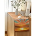thumbnail image 5 of Table Runner 70 Inches Long for Kitchen Dining, Orange Sunset Dresser Scarf Farmhouse, Dining Table Decorations for Wedding/Parties, Abstract See Beach Landscape Vintage 13 x 70 In, 5 of 8