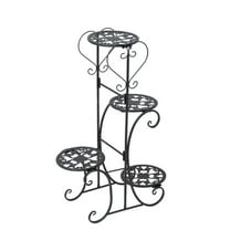 32.3 in. Tall Indoor/Outdoor Black Metal Plant Stand (4-Tiered)
