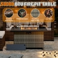 thumbnail image 4 of 44 Inch Outdoor Wicker Fire Pit Table, 50000 BTU Propane Fire Pits with Glass Wind Guard and Lid, Patio Gas Fire Pit for Outside Patio and Garden(Grey), 4 of 7
